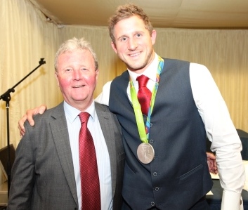 James Marjoribanks with guest speaker, Olympic medallist from 2016 Rio games, Mark Robertson 